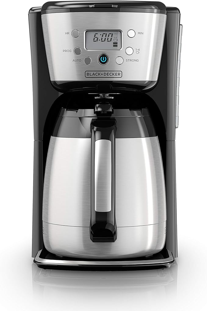 Black+Decker Thermal Coffee Maker 12 Cup Programmable Digital Controls Black And Silver CM2036SC