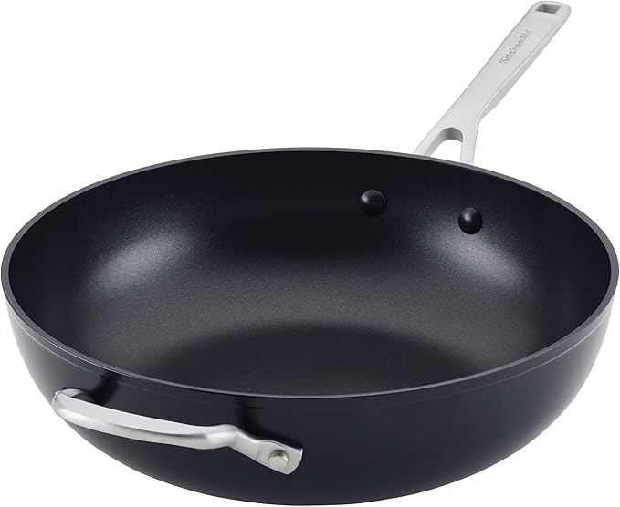 KitchenAid Hard Anodized Induction Nonstick Stir Fry Pan/Wok with Helper Handle 12.25 Inch - Matte Black