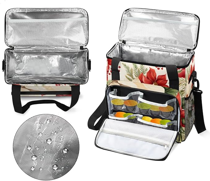 Colorful Flowers Coffee Maker Carrying Bag Holly Berry Flowers Travel Storage Bag Compatible with K-Mini or K-Mini Plus Single Serve Coffee Brewer Carrying Case with Pockets &amp Shoulder Strap