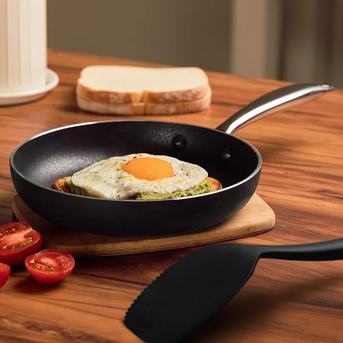 Vasconia 11-Piece Aluminum Cookware Set - Nonstick Pots and Pans with Lids - Dishwasher Oven Safe up to 475°F - Skillets Griddle Casserole Dutch Oven - Black