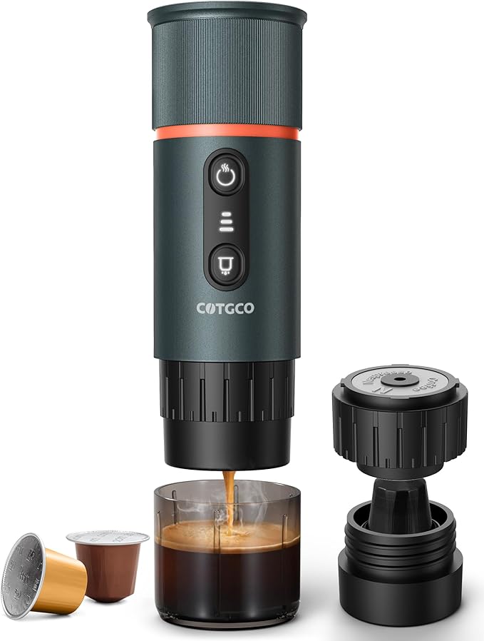 Portable Espresso Maker 20 Bar Self‑Heating &amp Auto-off | 13500 mAh Battery Brews 8 Shots | 12 V Mini Coffee Machine Compatible with Nespresso Original Pods | Car/Travel/Camping