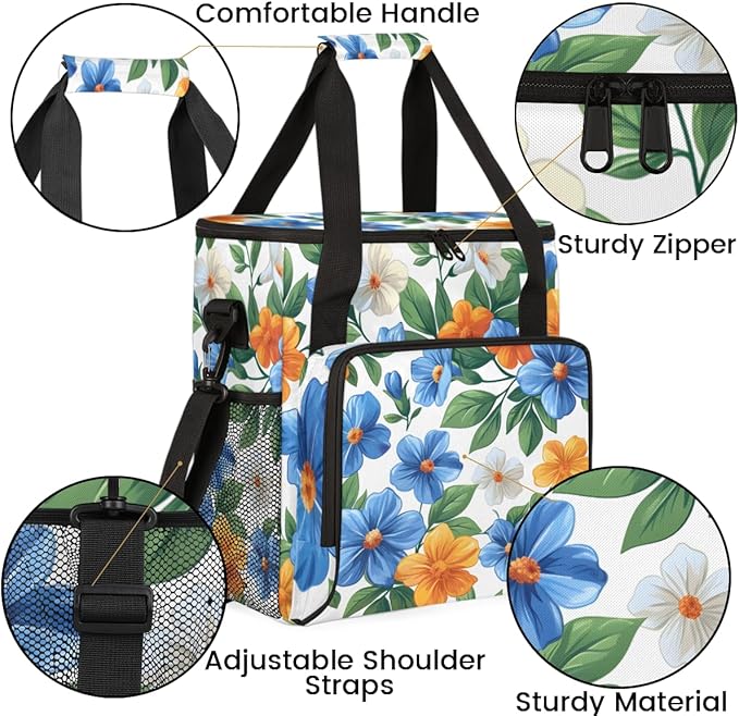 Majestic Flowers Coffee Maker Carrying Bag Portable Travel Storage Tote Bag Compatible with K-Mini or K-Mini Plus Single Serve Coffee Brewer Carrying Case with Multiple Pockets &amp Shoulder Strap