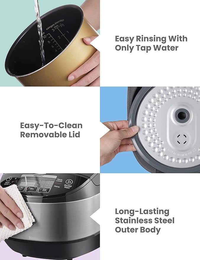 COMFEE' Rice Cooker Japanese Large Rice Cooker with Fuzzy Logic Technology 11 Presets 10 Cup Uncooked/20 Cup Cooked Auto Keep Warm 24-Hr Delay Timer