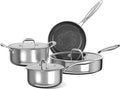 COOKER KING 7 PCS Stainless Steel Cookware Set Pots and Pans Set Non Stick Hybrid CookwareNon-Stick Frying Pan Saucepan Saute Pan &amp Stockpot Non-Toxic Oven Safe Induction Compatible