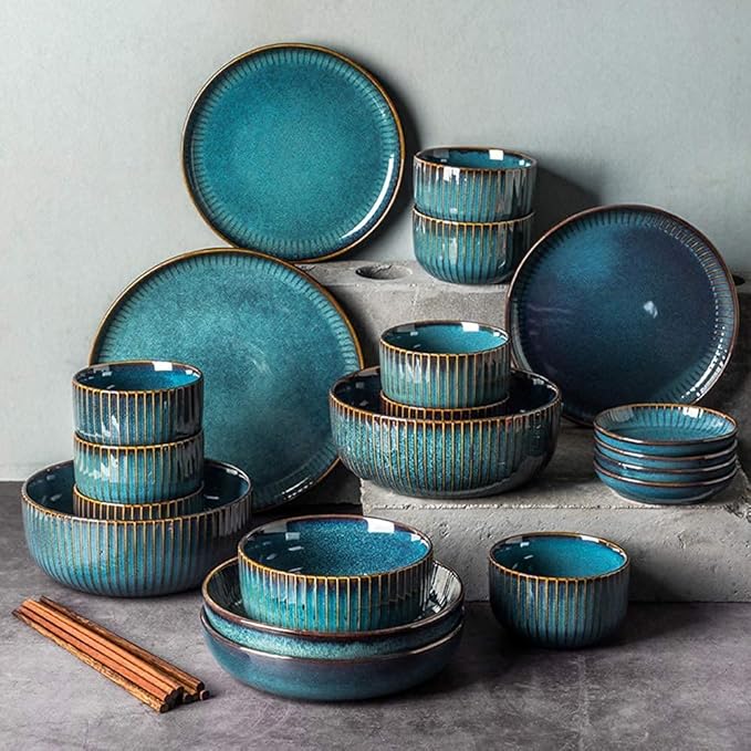 Dinnerware Sets - Luxury Gift Dishes Service Set Dinnerware Sets Stoneware Ceramic Dishes Porcelain Plates and Bowls Sets for 6 8 10 Luxury Bone China Dishware Sets- Dinner Sets(36Pcs)