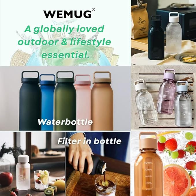 WEMUG Portable Cold Brew Maker 18.6 oz Modern Simple design Leak Proof Ultra Light BPA-Free Durable Plastic 365 (black)
