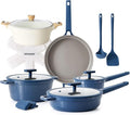 SENSARTE Ceramic Nonstick Cookware Set 15 Piece includes 4.5 Quarts Ceramic Nonstick Stock Pot with Lid