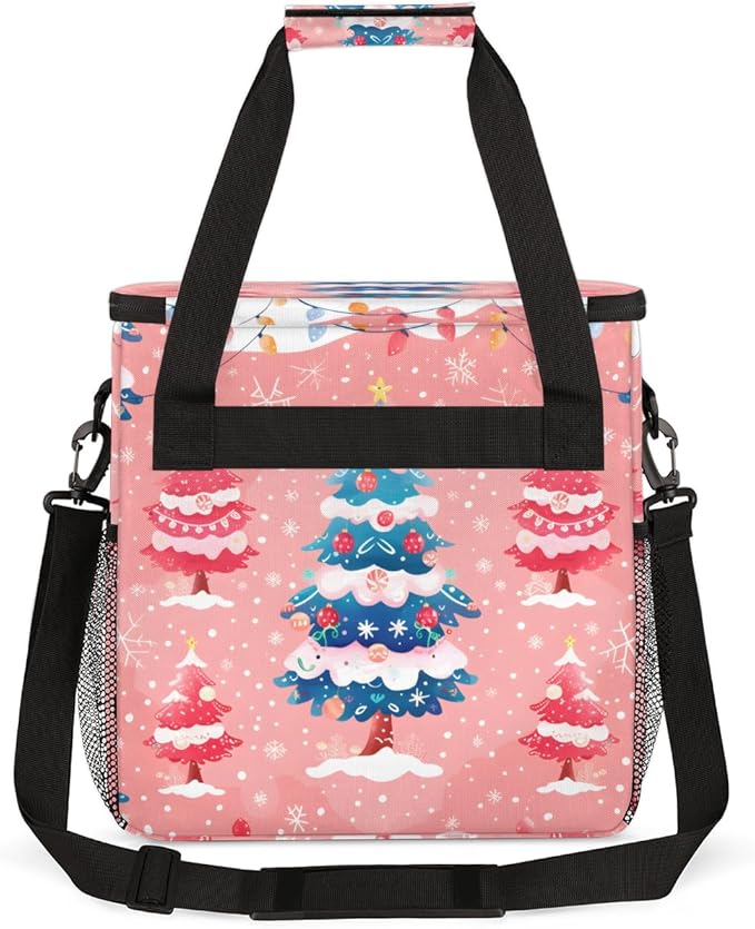 Mystical Xmas Tree Coffee Maker Carrying Bag Portable Travel Storage Tote Bag Compatible with K-Mini or K-Mini Plus Single Serve Coffee Brewer Carrying Case with Multiple Pockets &amp Shoulder Stra