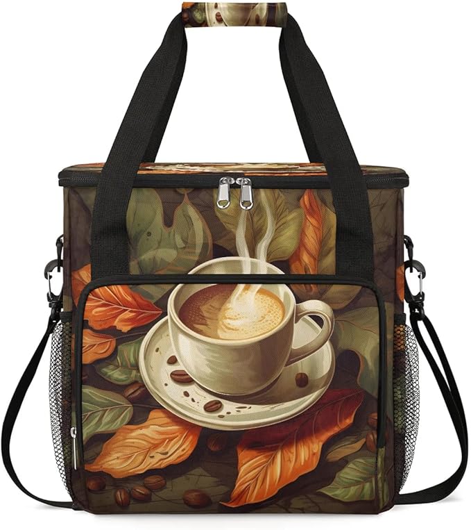 Coffee Themed Coffee Maker Travel Bag for K-Mini or K-Mini Plus Single Serve Coffee Brewer Portable Storage Tote Case for Tarvel