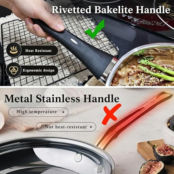 Meythway 𝐔𝐏𝐆𝐑𝐀𝐃𝐄 Stainless Steel Pots and Pans Set Non Toxic 6PCs Kitchen Cookware Sets with Stay-Cool Handles Non-Stick Dishwasher Safe&ampCompatible with All Stovetops(GasElectric&ampIn