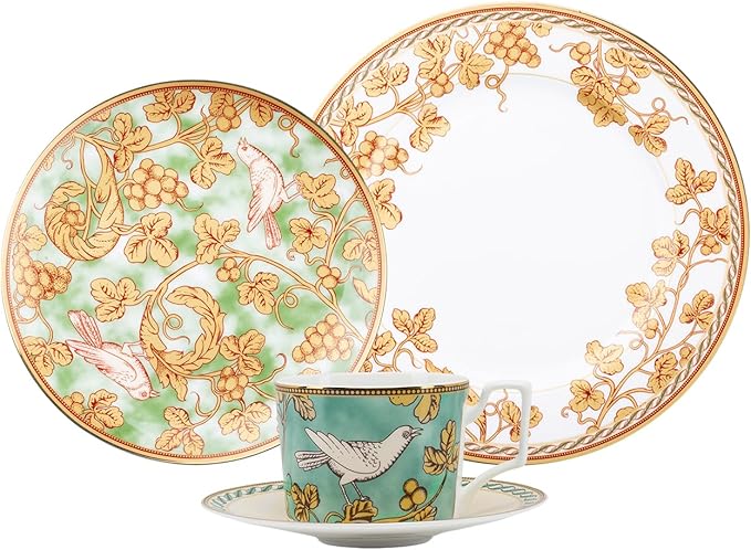 European style garden Dinnerware Set Service for 4Exquisite afternoon tea Bone China Dinnerware SetsSteak Dinner Plates Dish Set (16Pcs)Freezer Safe Elegant Dining Plates