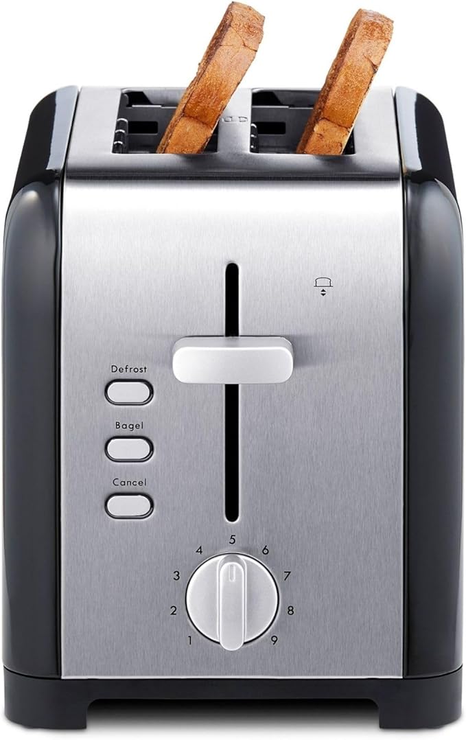 Kenmore toaster 2 slice - extra wide slot countertop kitchen appliance defrost function tostador de pan 9 shade settings compact design easy clean crumb tray bread bagel stainless steel &amp b