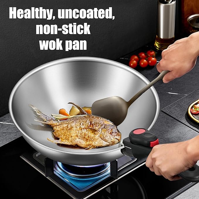 Stainless Steel Cookware Set 6pcs Wok Pots and Pans Set Non Stick with Detachable Handle Induction Cookware Set Kitchen Cooking Sets RV/Camping Cookware Dishwasher &amp Oven Safe6pcs