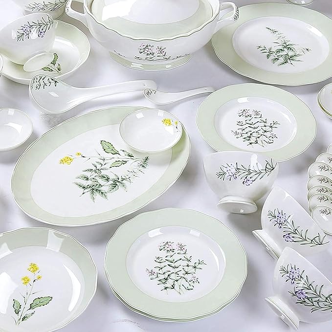 Dinnerware Set Dinnerware Sets 30 Pieces Of Household Porcelain Dinnerware Set Creative Lotus Shaped Plates And Bowls Sets Elegant Pastoral Style