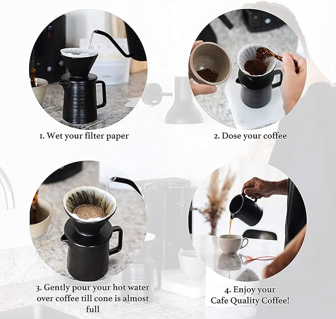SOTECH Pour Over Coffee Maker Set All in 1 Coffee Kits- 304 Stainless Steel Kettle with Thermometer Coffee Grinder Coffee Dripper &amp Server of Portable Travel Bag For Outdoor Camping