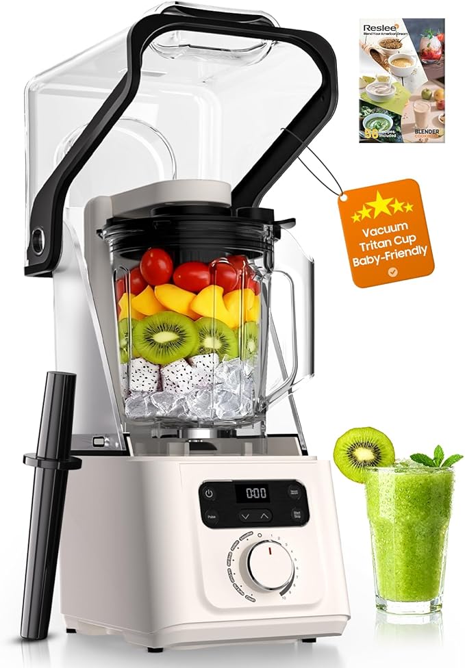 Professional Commercial Vacuum Blender with Quiet Shield 2026 Upgraded 40000 RPM Max 3000W/4HP 56oz Eastman Tritan Cup for Smoothie Nut Milk Hot Soup Baby Food Self-Clean 5-Year Full Warranty