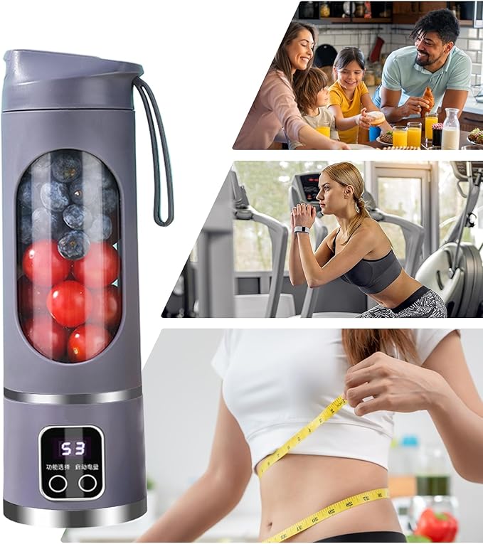 Personal Juicer450ml Wireless Mixer with LED Display | Portable Blender Cup - for Home Gym Kitchen Beach School Camping Hiking Picnic Vacation Apartment Dorm