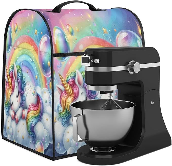 cfpolar Kitchen Aid Mixer Cover Compatible with 6-8 Quarts Rainbow Animal Unicorn Stand Mixer Cover Kitchen Aid Mixers Accessories Appliance Organizer Bag Dust Covers with Zipper Pocket