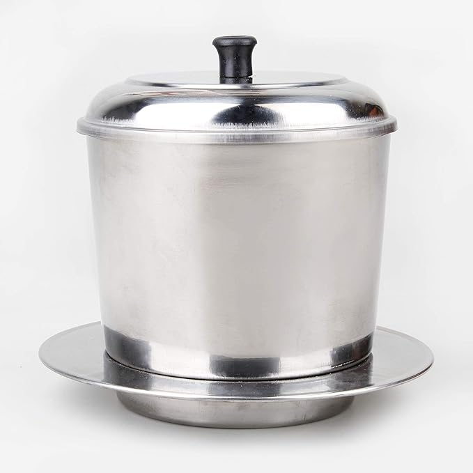 Large Vietnamese Coffee Maker - 10 Cup Stainless Steel French Press Style Coffee Pot with Pour Over Dripper Portable