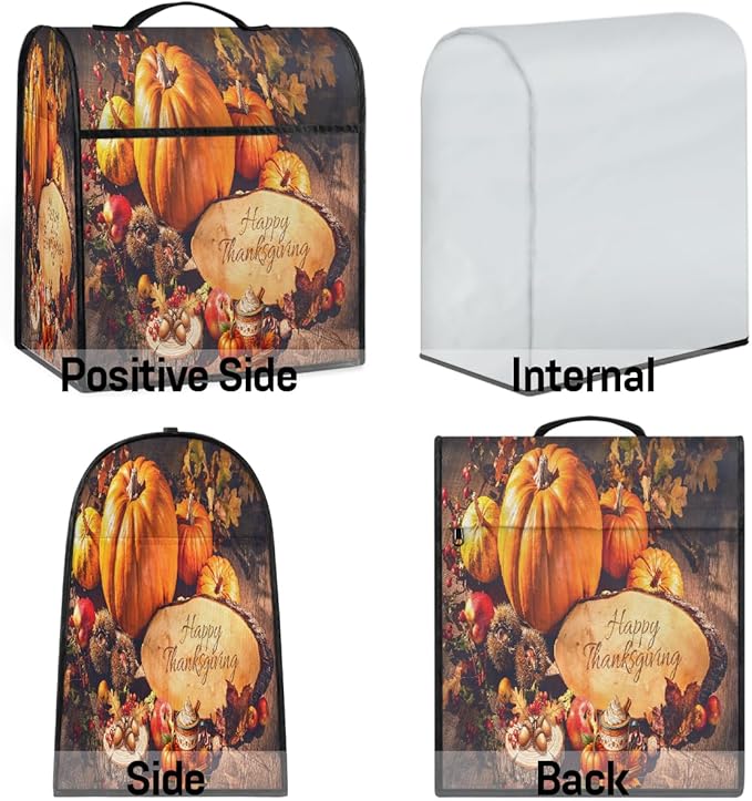 cfpolar Kitchen Aid Mixer Cover Compatible with 6-8 Quarts Thanksgiving Pumpkin Fall Stand Mixer Cover Kitchen Aid Mixers Accessories Appliance Organizer Bag Dust Covers with Zipper Pocket