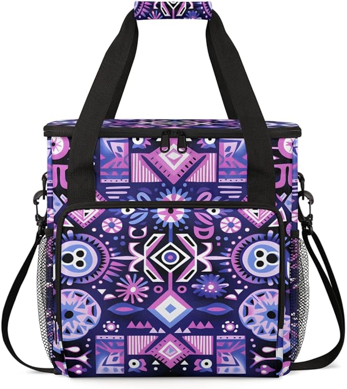 Ethnic Mandala Coffee Maker Carrying Bag Geometry Aztec Travel Storage Bag Compatible with K-Mini or K-Mini Plus Single Serve Coffee Brewer Carrying Case with Multiple Pockets &amp Shoulder Strap
