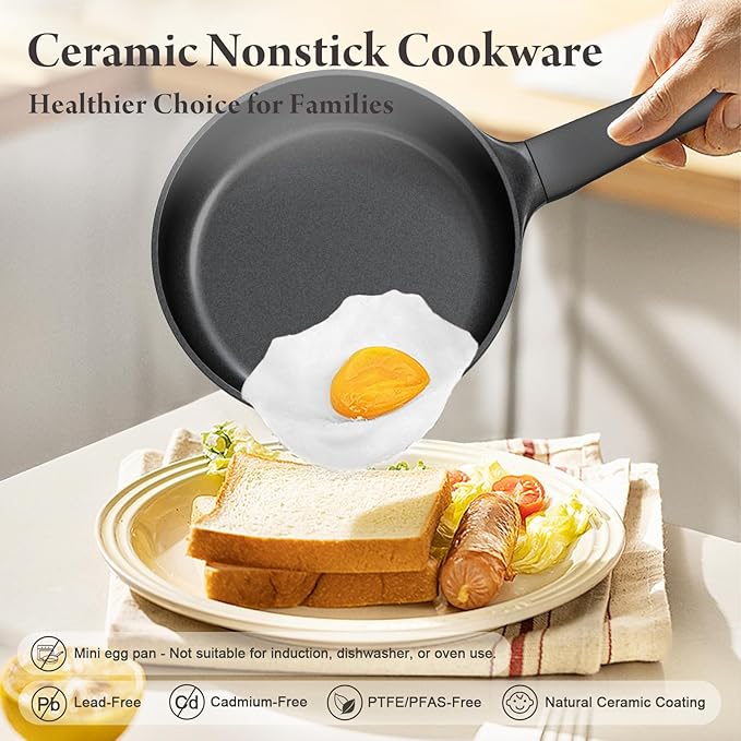 23Pcs Pots and Pans Set Non StickTitanium-Reinforced Ceramic Cookware Set with 3 Removable HandlesScratch-Resistant &amp PFAS-FreeInductionOvenDishwasher SafeStackable Space-Saving for RV &amp