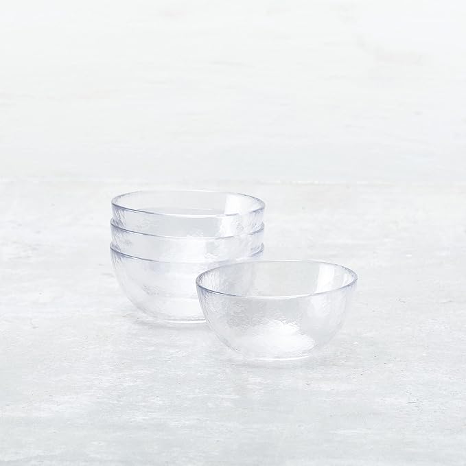 Fortessa Los Cabos Glass Dinnerware Collection Cereal Salad Fruit Bowl (Set of 4) 6 Inch/21oz Clear