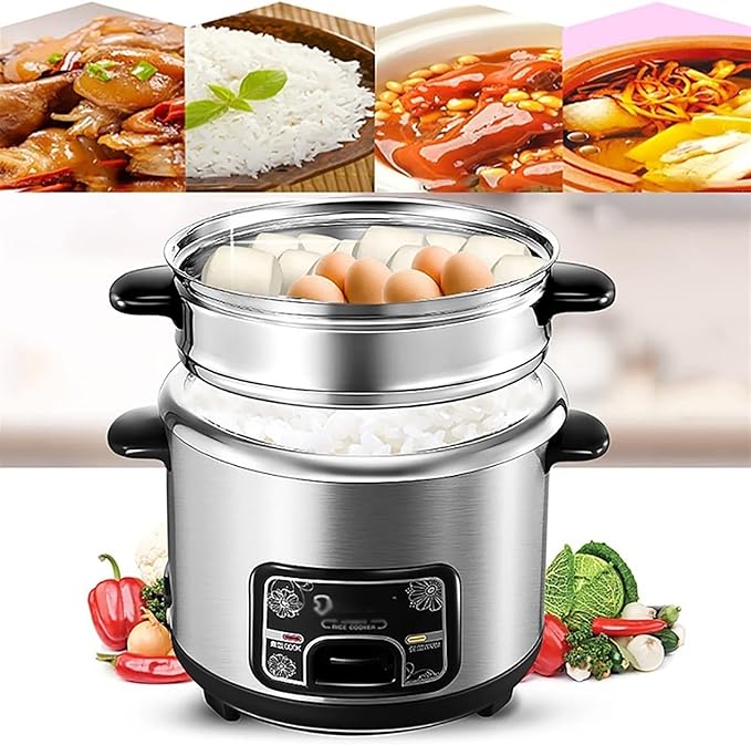 Rice Cooker - Rice Cooker With Steamer Basket With Steamer Rice Cooker (2-6L) 201 Stainless Steel Inner Pot Intelligent Insulation Make Rice &amp Steam Healthy Food &amp Vegetables (Size : 3L)
