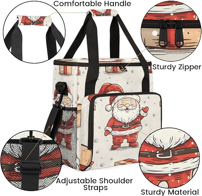 Oil Painting Santa Claus Coffee Maker Carrying Bag Travel Storage Bag Compatible with K-Mini or K-Mini Plus Single Serve Coffee Brewer Carrying Case with Multiple Pockets &amp Shoulder Strap