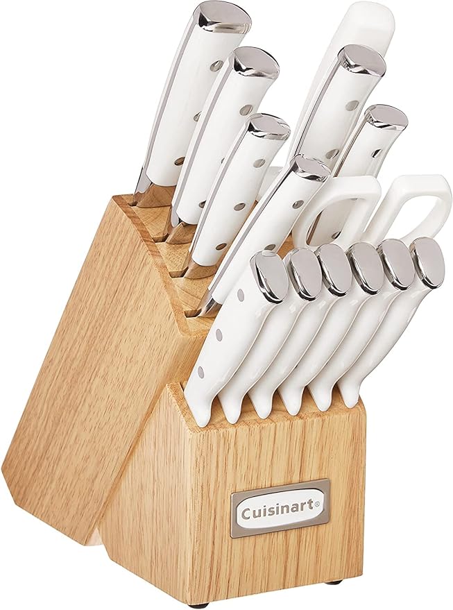 Cuisinart CPT-180WP1 4-Slice Metal Classic Toaster White/Stainless Steel &amp C77WTR-15P Classic Forged Triple Rivet 15-Piece Knife Set with Block White