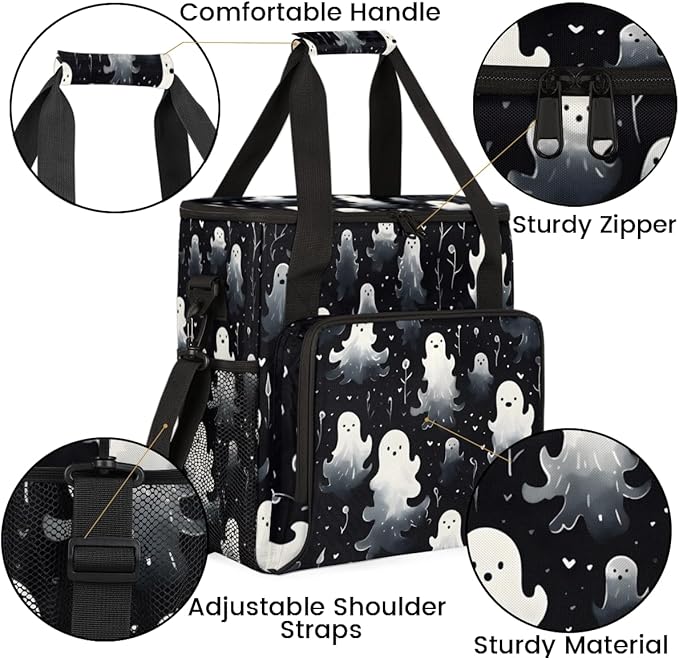 Abstract Halloween Ghosts Coffee Maker Carrying Bag Travel Storage Bag Compatible with K-Mini or K-Mini Plus Single Serve Coffee Brewer Carrying Case with Multiple Pockets &amp Shoulder Strap