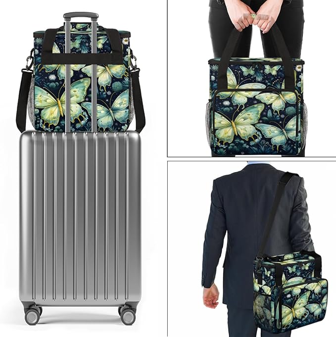 Gothic Butterfly Coffee Maker Carrying Bag Abstract Butterfly Travel Storage Bag Compatible with K-Mini or K-Mini Plus Single Serve Coffee Brewer Carrying Case with Multiple Pockets &amp Shoulder S