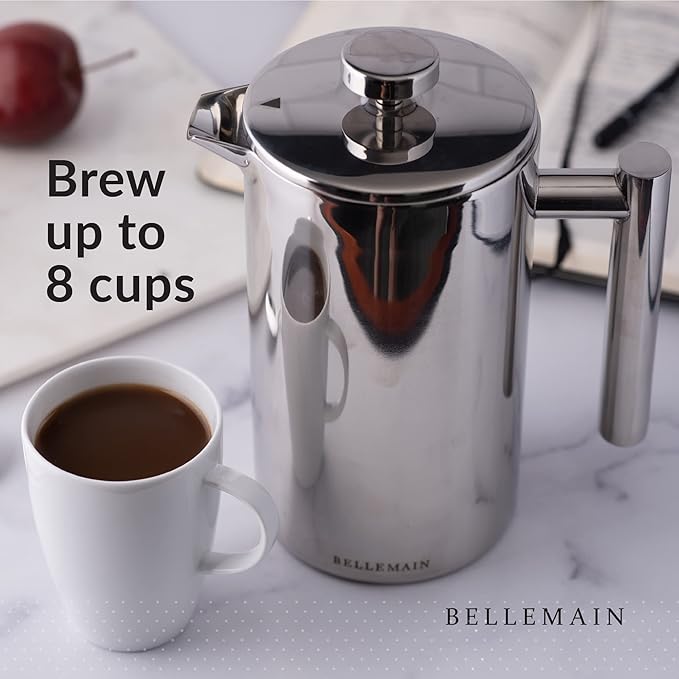 Bellemain French Press Coffee Maker Extra Filters Included 35 oz Stainless Steel