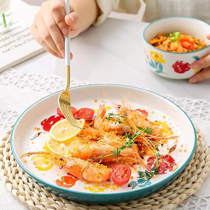 Dinner Set for Luxury Restaurant and Home Ceramics Dinner Sets Bowl &amp Soup Pot &amp Plate | 26 Pieces French Retro Style Porcelain Dinnerware Set