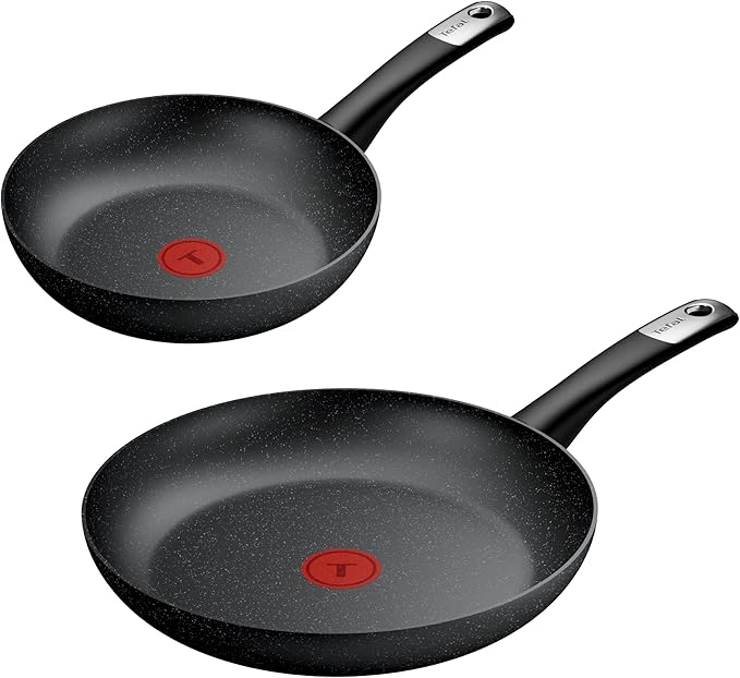 Tefal Explore Stone – Set of 2 Frying Pans 24/28 cm Fixed Handle Non-Stick Coating Suitable for Induction Thermo-Signal