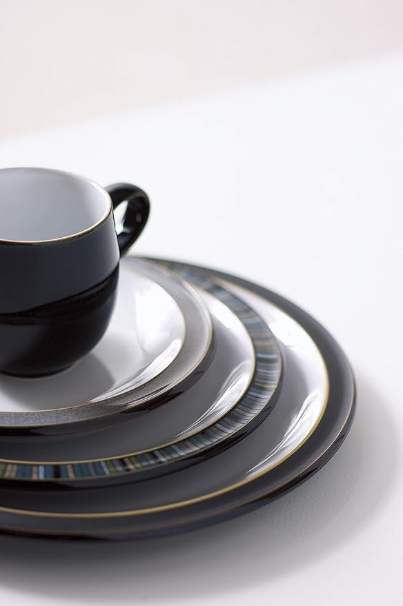 Denby 12048750 16-Piece Stoneware Jet Stripes Starter Set Black