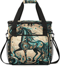 Abstract Horse Coffee Maker Carrying Bag Aztec Horse Travel Storage Bag Compatible with K-Mini or K-Mini Plus Single Serve Coffee Brewer Carrying Case with Multiple Pockets &amp Shoulder Strap