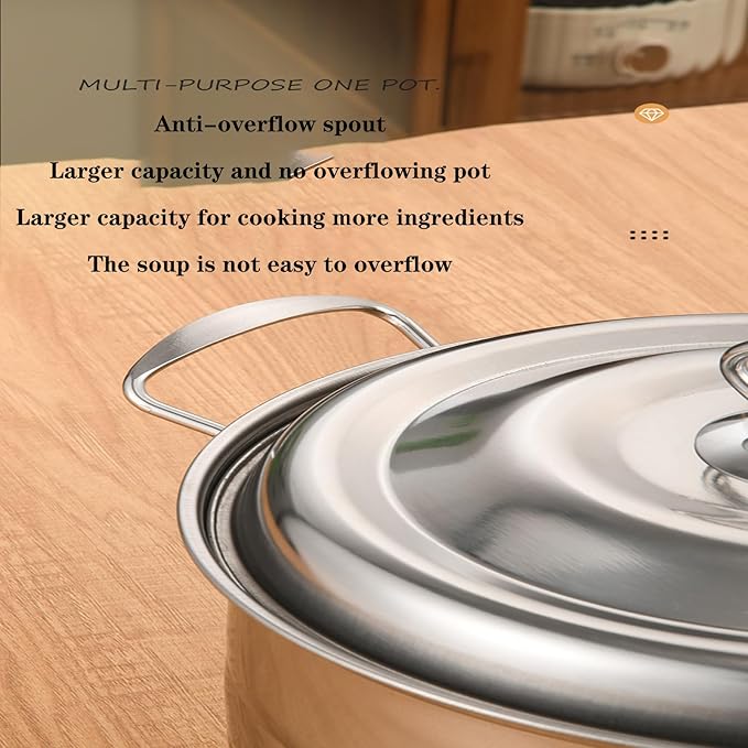 Kitchen Cookware Sets Stainless Steel Professional Pots and Pans Include Saucepan Sauté Pan Stockpot with Lids 4-Piece Silver (B) Variety Pack