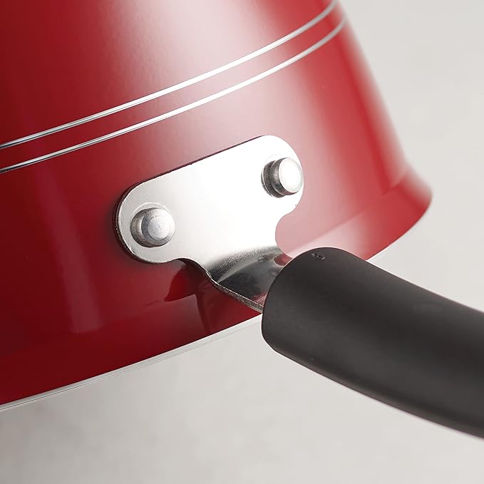 Tramontina Sicilia 1.25-Quart Small Non Stick Sauce Pan with Glass Lid Aluminum Nonstick Saucepan (Raspberry)