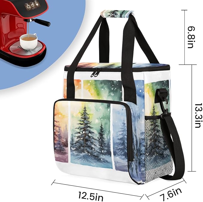 Magic Christmas Tree Coffee Maker Carrying Bag Portable Travel Storage Tote Bag Compatible with K-Mini or K-Mini Plus Single Serve Coffee Brewer Carrying Case with Multiple Pockets &amp Shoulder St