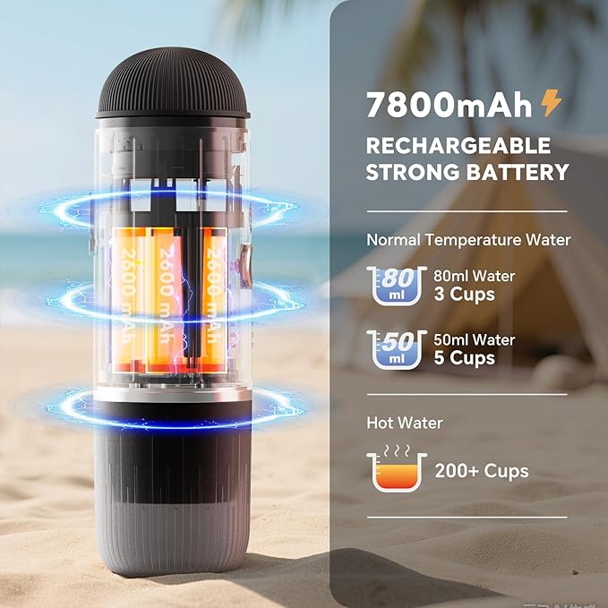 Portable Electric Espresso Coffee Maker for Ground Coffee &amp NS Capsule Fast Self-Heating Technology‌ with USB-C Perfect for RV Hiking Camping Office &amp On-the-Go Lifestyles Christmas Gift f