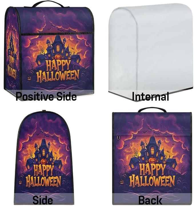 cfpolar Kitchen Aid Mixer Cover Compatible with 6-8 Quarts Halloween House Night Decor Stand Mixer Cover Kitchen Aid Mixers Accessories Appliance Organizer Bag Dust Covers with Zipper Pocket