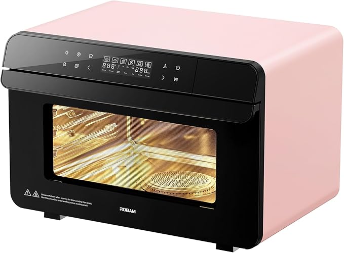 ROABM Toaster Oven Air Fryer Combo R-BOX Pink 23QT Countertop Convection Steam Oven Rapid Steam Bake Air Fry Broil Dehydrate Defrost Ferment Steam Self-Clean Touchscreen Control
