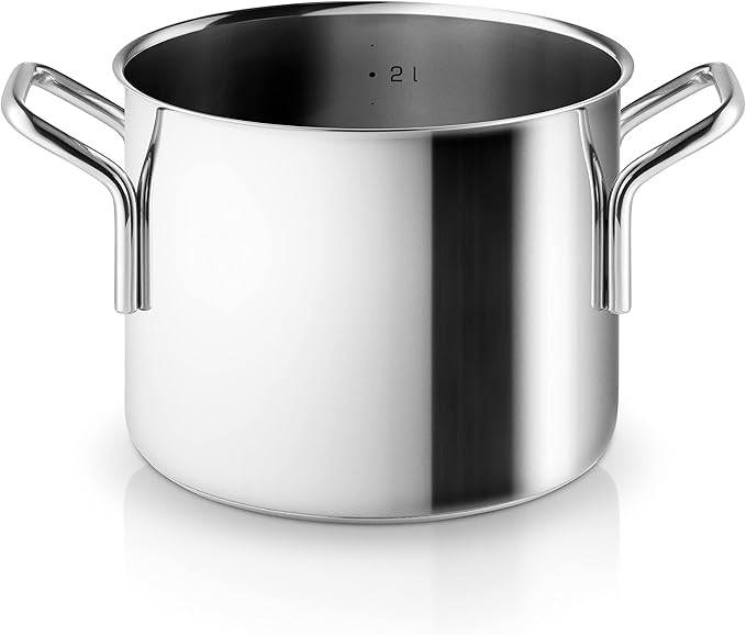Eva Trio | Stainless Steel Cookware Set 4 Pieces 4 pcs. Cookware set 1.1 l 2.2 l 3.6 l 4.8 l | Polished Steel | Aluminum Base | Complete set of pots to meet all your everyday cooking needs