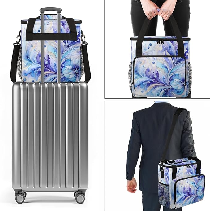 Tie Dyeing Coffee Maker Carrying Bag Purple Portable Travel Storage Tote Bag Compatible with K-Mini or K-Mini Plus Single Serve Coffee Brewer Carrying Case with Multiple Pockets &amp Shoulder Strap