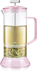 Teabloom Toulouse Borosilicate Glass Tea Press and Coffee Maker with No Plastic 24-Ounce (700 mL) - Dawn Rose