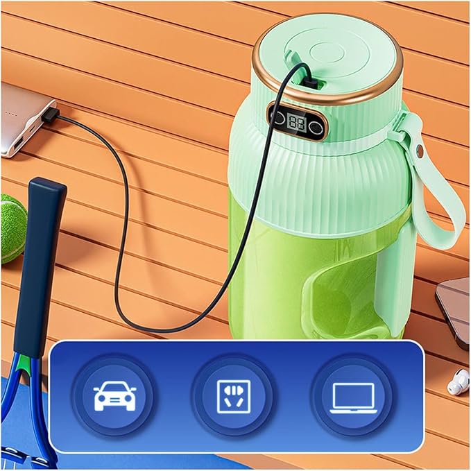 Multifunctional Portable Juicer Cup With Digital DisplayPortable Smoothie Blender on the GoLarge Capacity Portable Blender USB Rechargeablefor Shakes and Smoothies (White-26x11cm)