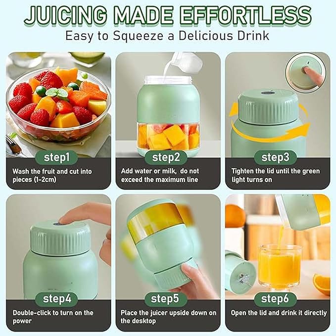 Portable wireless juicerPortable Blender Cup with Straw and Two Lids Multifunctional Large-Capacity Wireless Blenders Rechargeable for Smoothies Shakes &amp Frozen Blending (white)