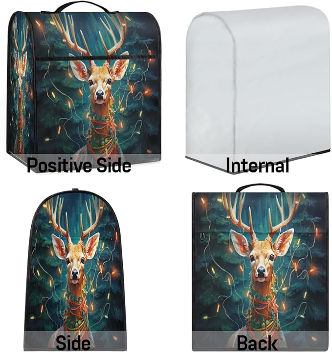 cfpolar Kitchen Aid Mixer Cover Compatible with 6-8 Quarts Animal Deer Christmas Stand Mixer Cover Kitchen Aid Mixers Accessories Appliance Organizer Bag Dust Covers with Zipper Pocket