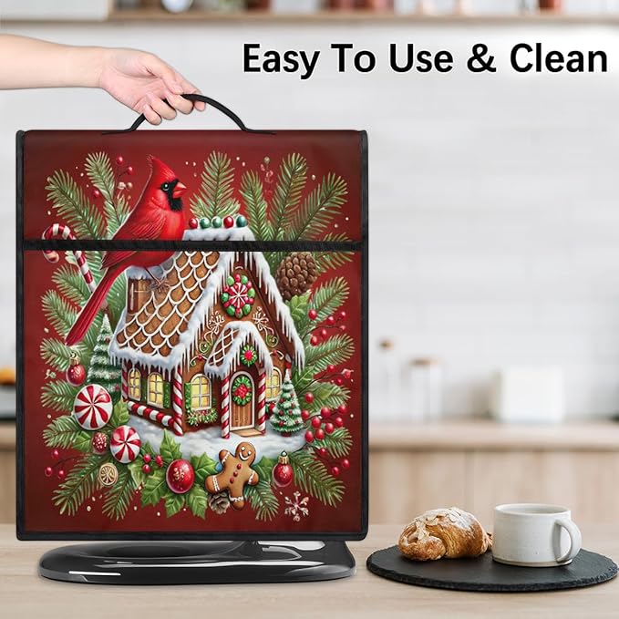 Kitchen Aid Mixer Cover Christmas Bird House Cardinal Stand Mixer Cover Compatible with 6-8 Quarts Stand Mixers Dust Covers with Zipper Pocket Foldable Washable Kitchen Aid Organizer Bag